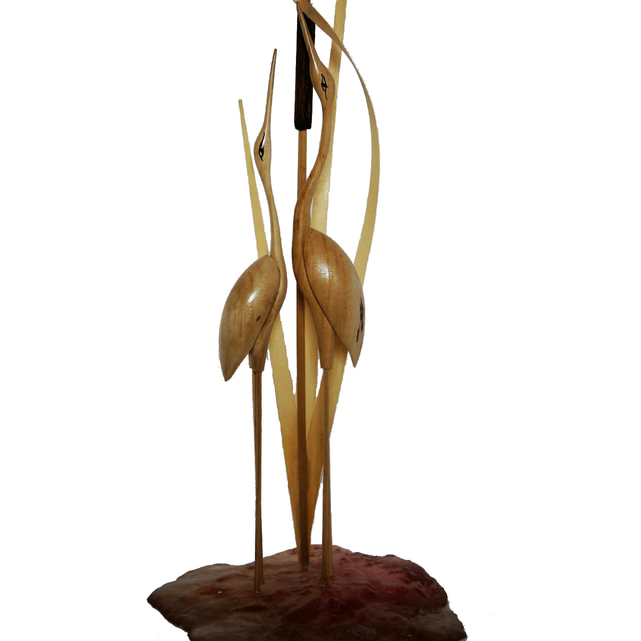 مجسمه چوبی مهرگان مدل حواصیل سفید