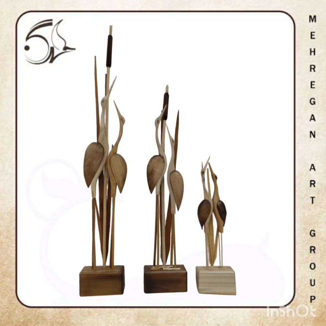 مجسمه چوبی حواصیل مهرگان